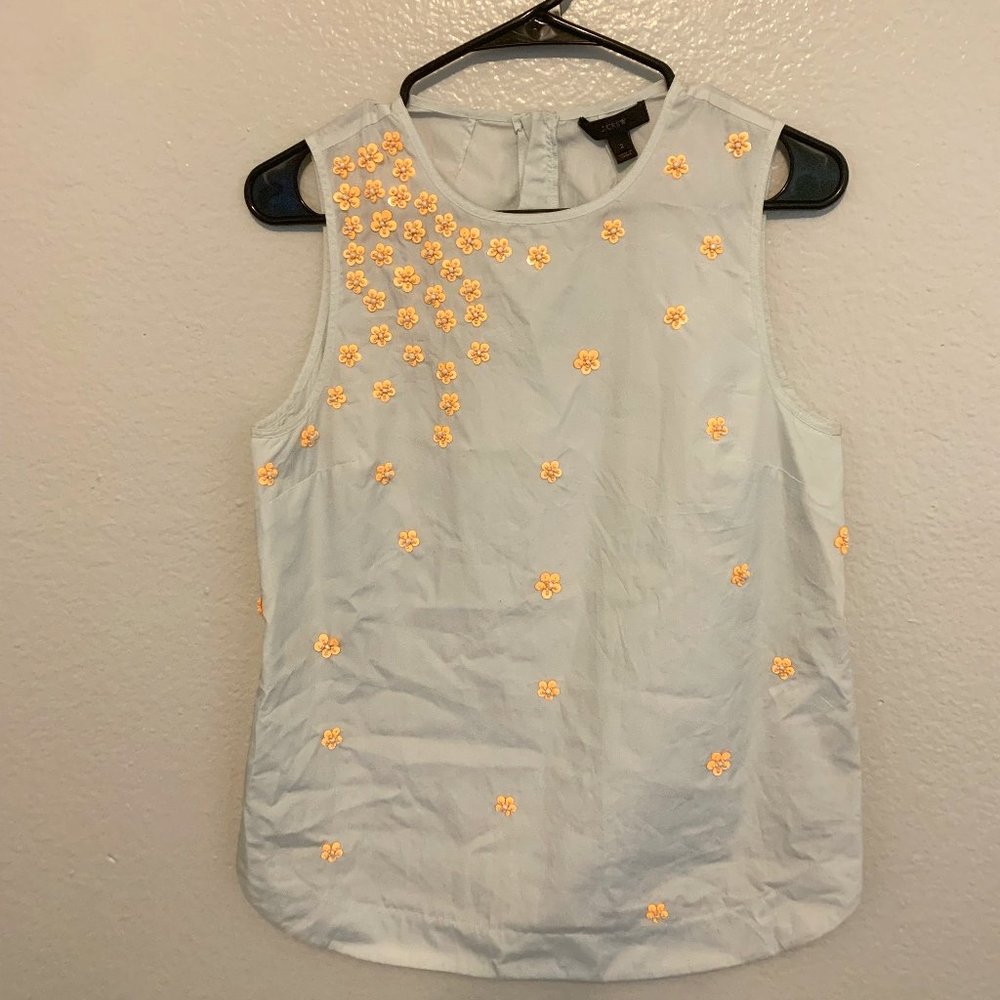 JCrew Sleeveless Beaded Flower Tank